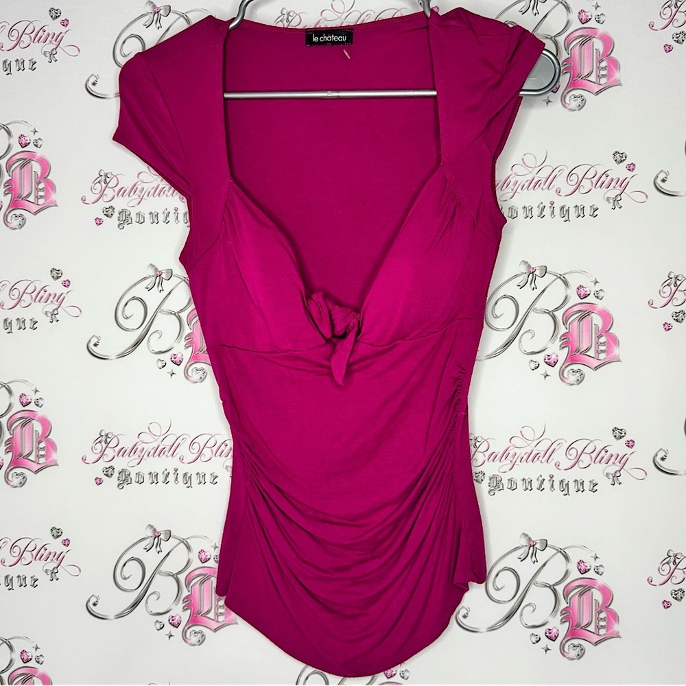 Le Chateau shirt ribbon 🎀 tie detail cupped sexy cinch Pink Top